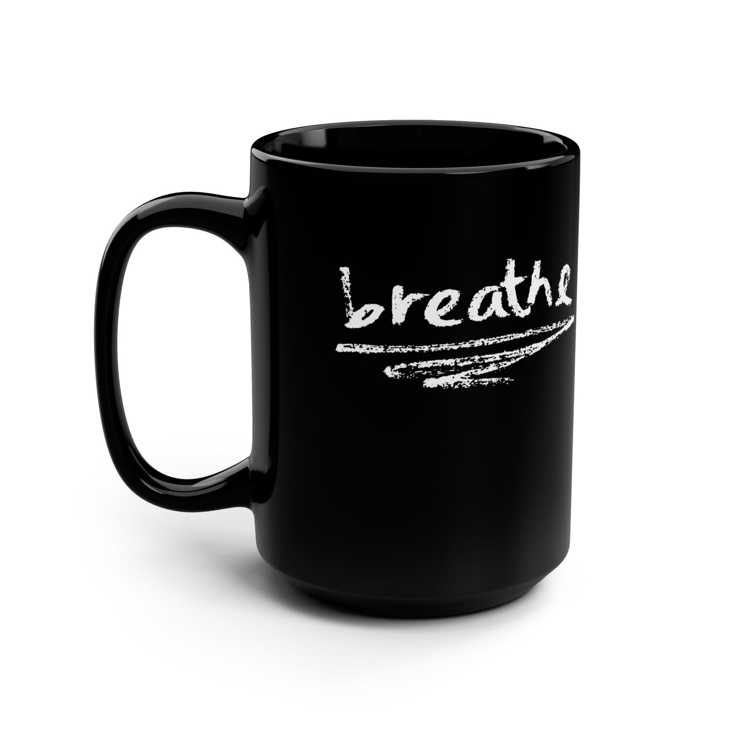 Black Mug, 15oz/ breathe coffee