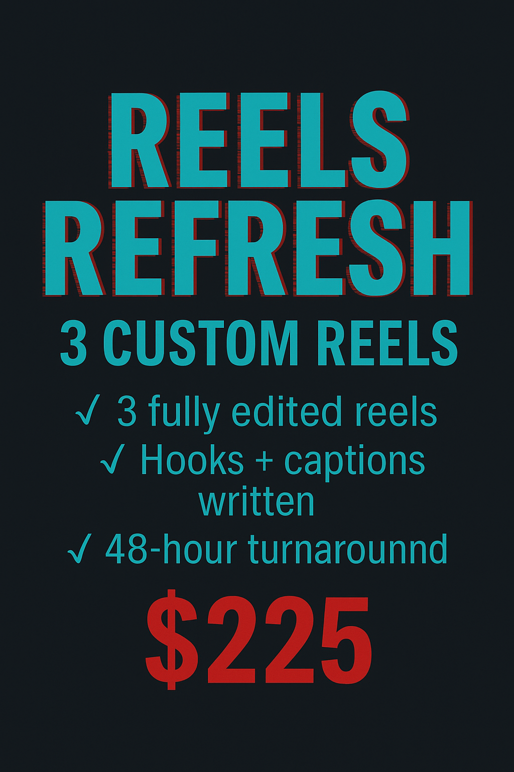 🎬 Add-On 2: Reels Refresh – 3 Custom Reels (Social Media)