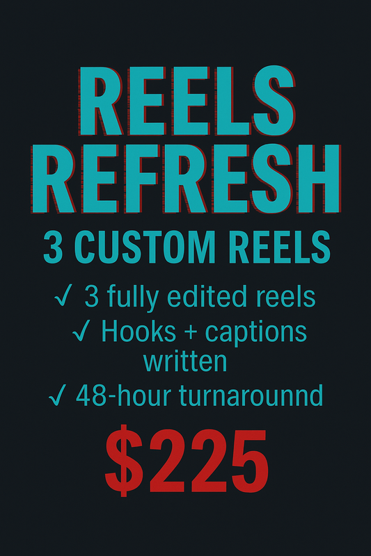 🎬 Add-On 2: Reels Refresh – 3 Custom Reels (Social Media)